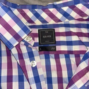 Blue and purple plaid button-up shirt from gap size large